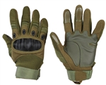 Warrior Airsoft Full Finger Carbon Knuckle Gloves - Olive