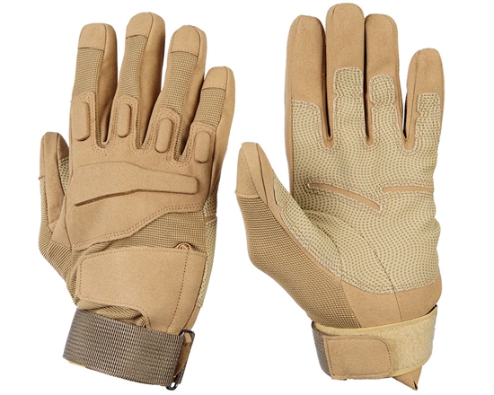 Warrior Airsoft Full Finger Padded Gloves - Tan