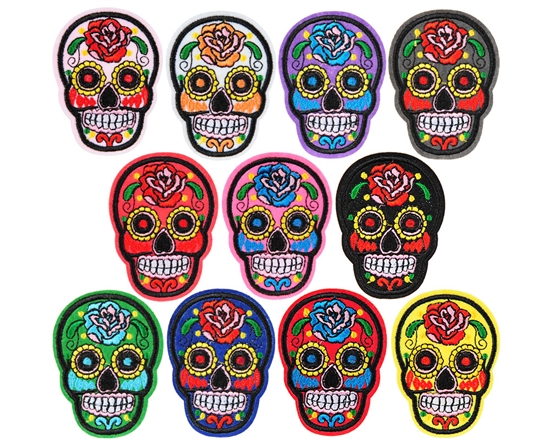 Warrior Airsoft Iron On Patch - Sugar Skull - 11-Pack