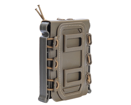 Warrior Tactical Vest Accessory Pouch - AR15 Single Magazine Molle Pull Down - Tan