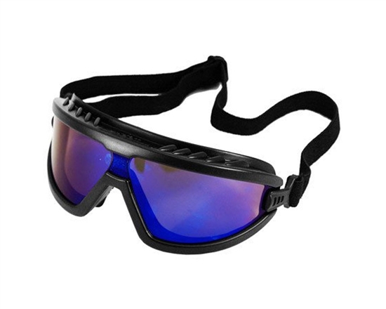 Safety Goggles - Black w/ Blue Mirrored Lens