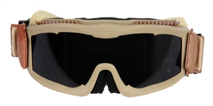 Lancer Tactical Deluxe Ventilated Airsoft Safety Goggles w/ 3 Color Interchangeable Lens ( Tan )
