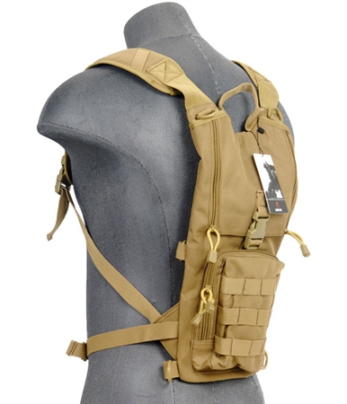 Lancer Tactical Hydration Pack w/ MOLLE Webbing, Acess Panel, & Utility Pouch ( Tan )