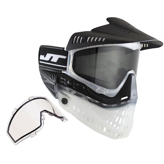 JT Tactical ProFlex Full Face Airsoft Mask w/ Thermal Lens - Black/Clear/Black