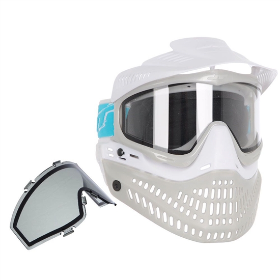 JT Tactical ProFlex Full Face Airsoft Mask w/ Thermal Lens - White/Grey