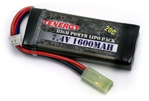 31270 Tenergy 7.4V 1600mAh 20c LiPo Brick Airsoft Battery